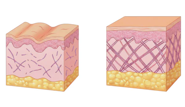 올리디아 시술 전후 피부 모식도