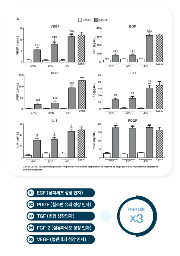 메타셀을 통한 성장인자 활성 변화 그래프