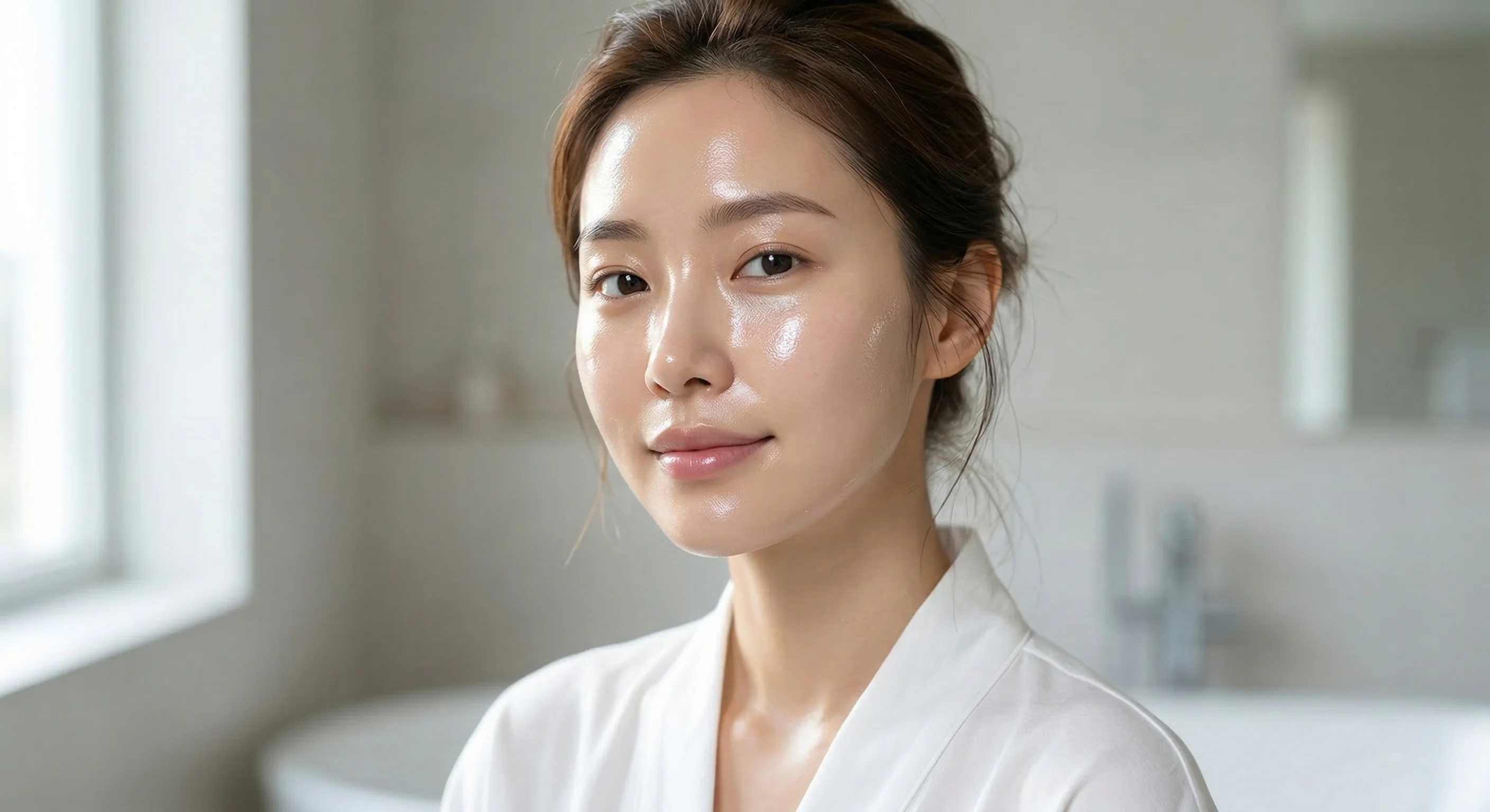 얼굴에서 광채가 나는 20대 모델 이미지